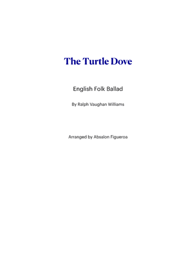 The Turtle Dove (arr. Absalon Figueroa)
