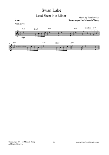 Swan Lake - Violin or Saxophone Solo in A Minor (arr. Miranda Wong)