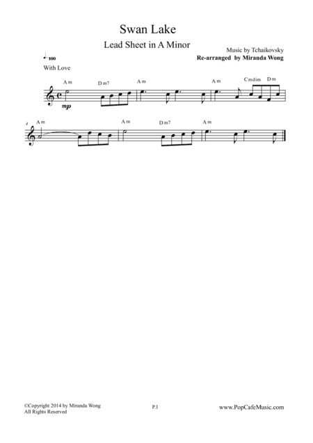 Swan Lake - Violin or Saxophone Solo in A Minor (arr. Miranda Wong)