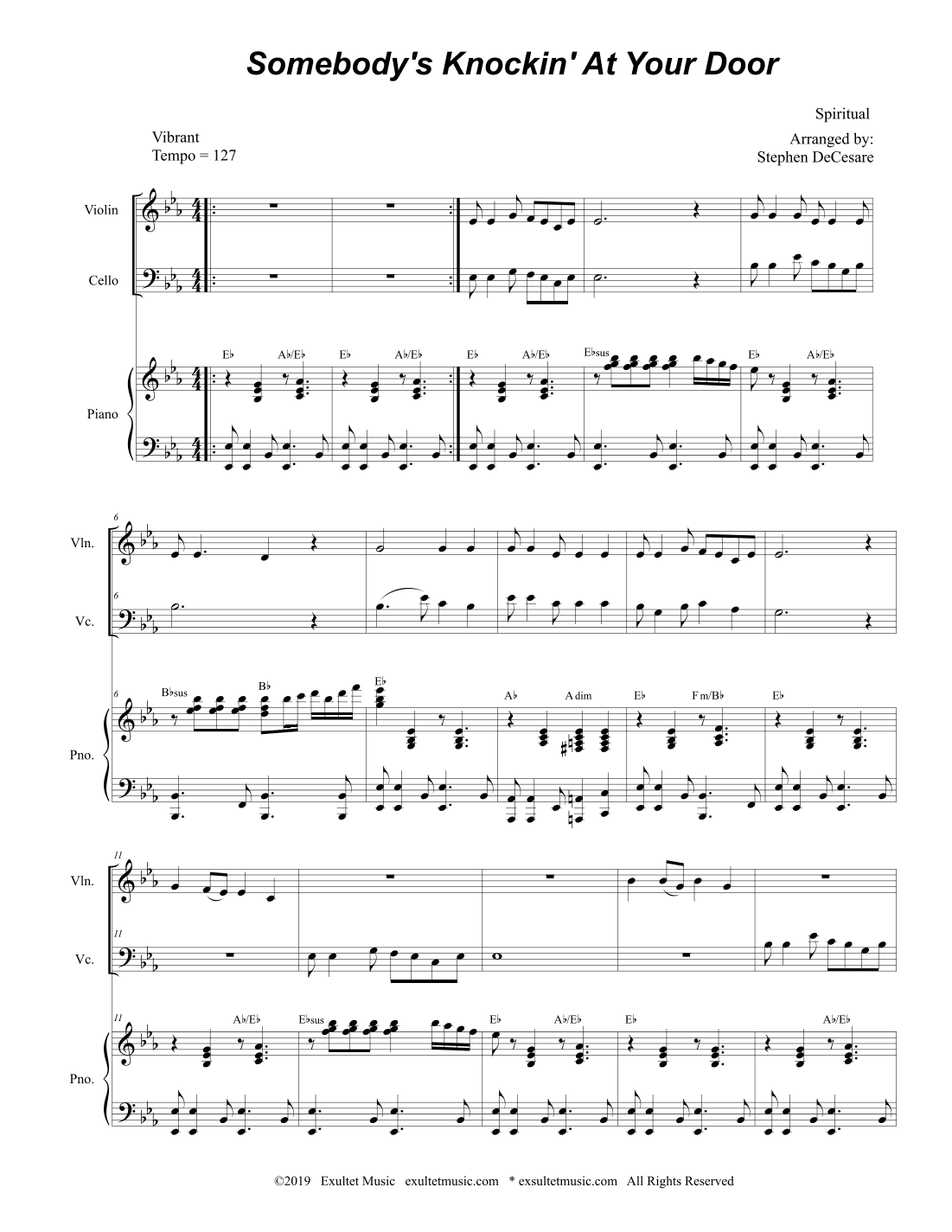 Somebody's Knockin' At Your Door (Duet for Violin and Cello) (arr. Stephen DeCesare)