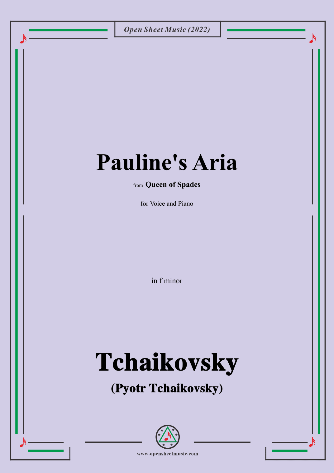 Tchaikovsky-Pauline's Aria,from Queen of Spades,in f minor,for Voice and Piano (arr. OSM Press)