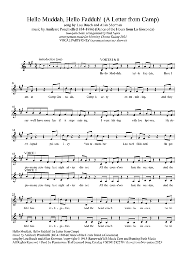 Hello Mudduh, Hello Fadduh! (a Letter From Camp) (arr. Paul Ayres)