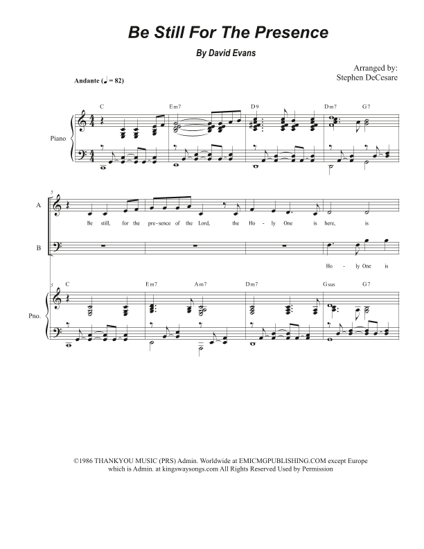 Be Still For The Presence (arr. Stephen DeCesare)