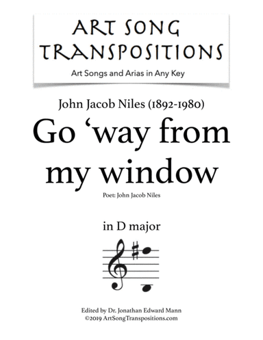 Go 'way From My Window (arr. ArtSongTranspositions.com)