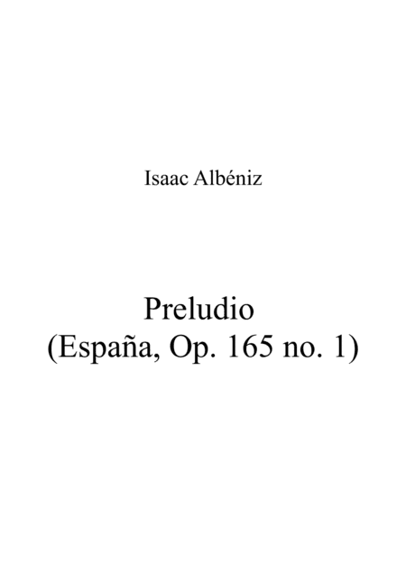 Preludio (España, Op. 165 no. 1) (arr. Patrizia Luraschi)