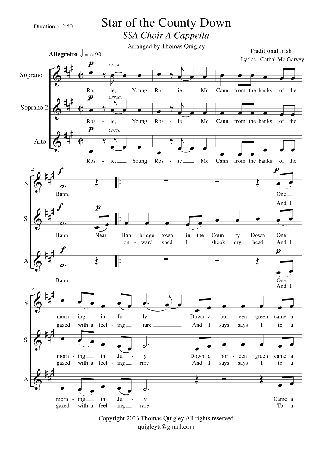 Star of the County Down (arr. Thomas Quigley)