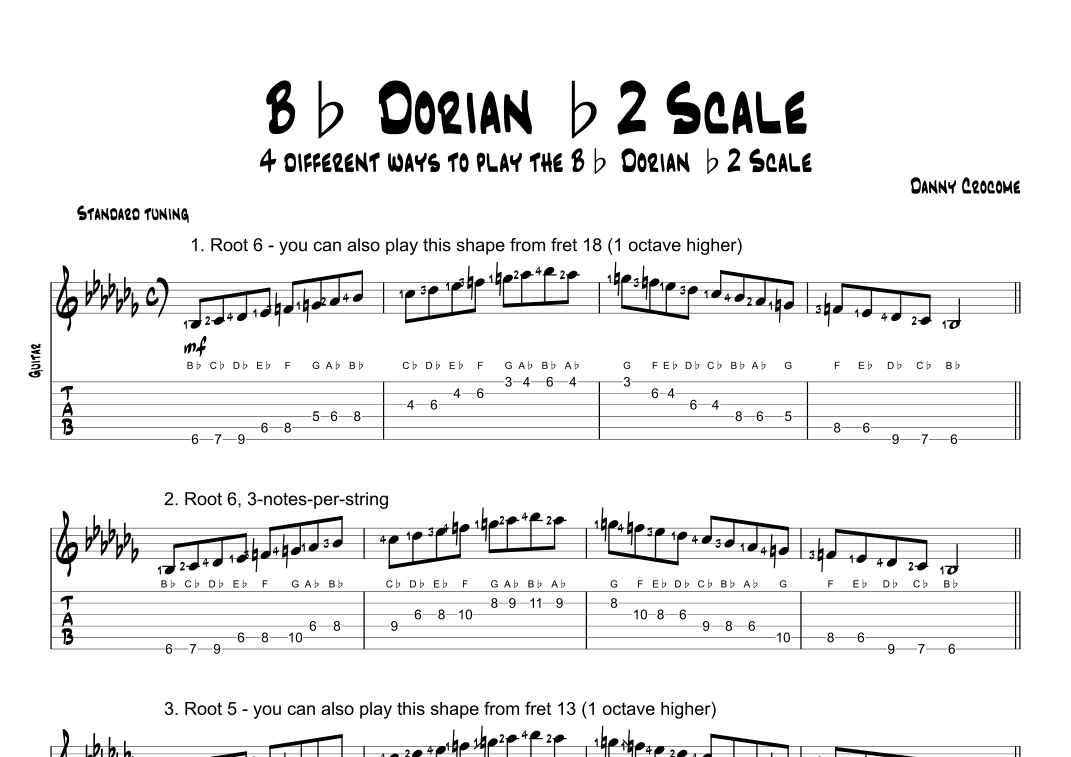 Bb Dorian b2 Scale (4 Ways to Play)