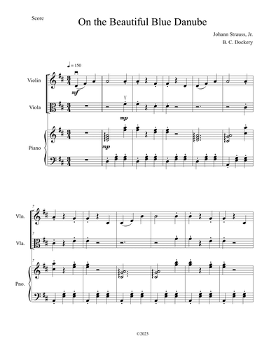 The Blue Danube (Violin and Viola Duet with Piano Accompaniment) (arr. B. C. Dockery)