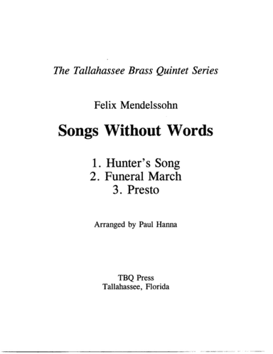 Three Songs Without Words (arr. Paul Hanna)