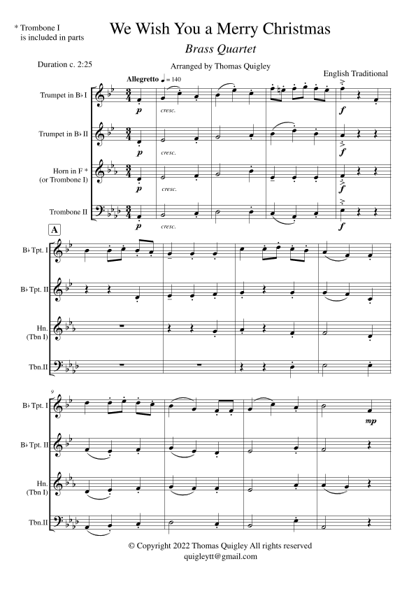 We Wish You a Merry Christmas (arr. Thomas Quigley)