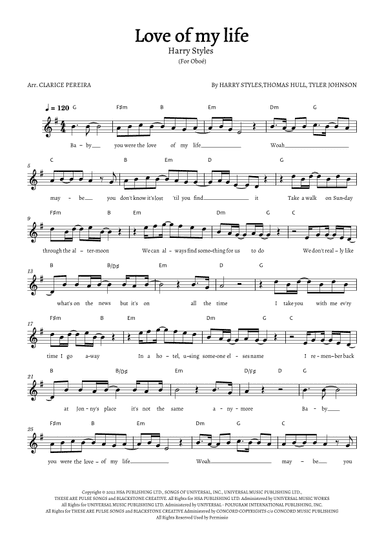 Love Of My Life (arr. Clarice Pereira)
