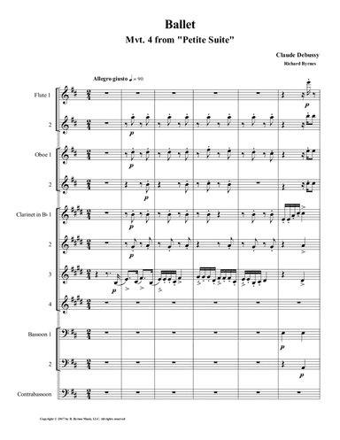 Ballet (Mvt. 4 from Debussy's Petite Suite) for Woodwind Choir (arr. Richard Byrnes)