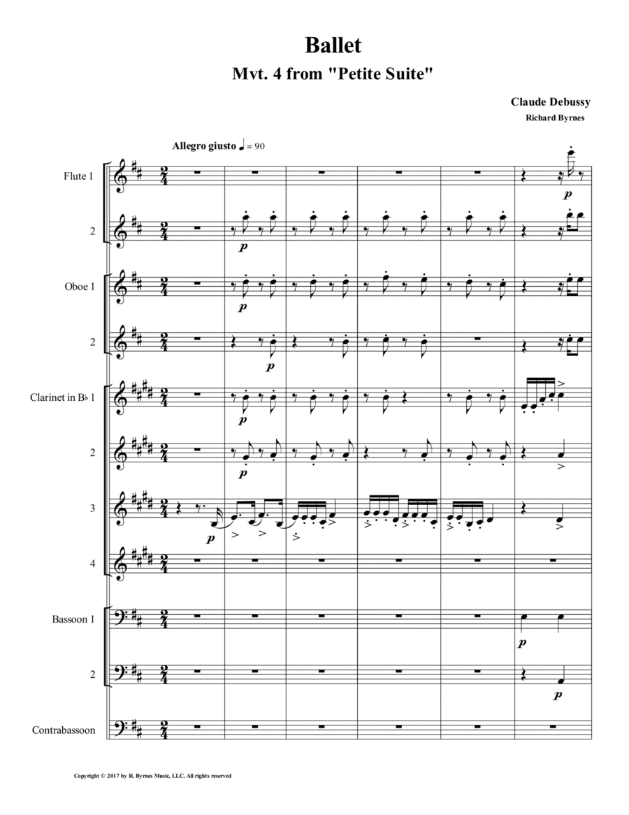Ballet (Mvt. 4 from Debussy's Petite Suite) for Woodwind Choir (arr. Richard Byrnes)