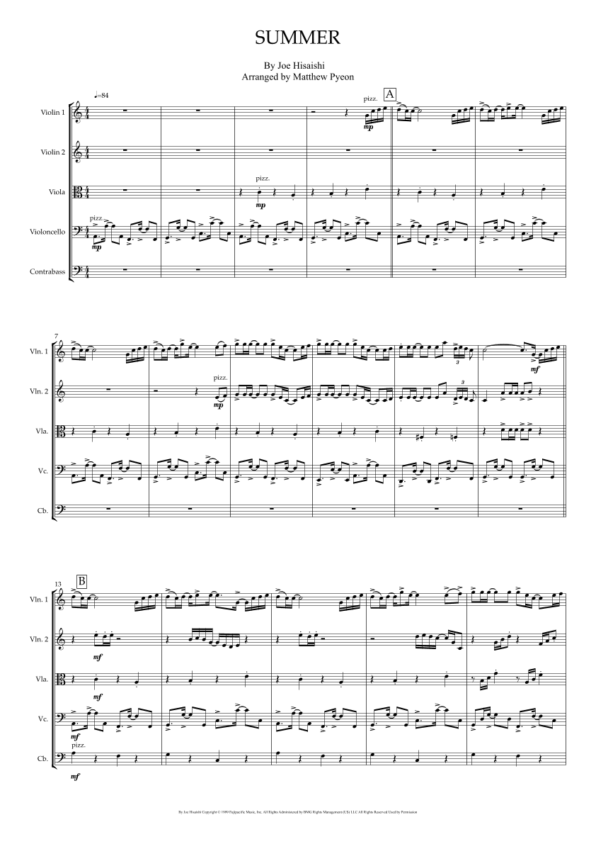 Summer (arr. Matthew pyeon)