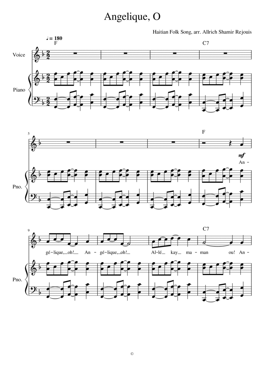 Angelique, O (arr. Allrich Shamir Rejouis)