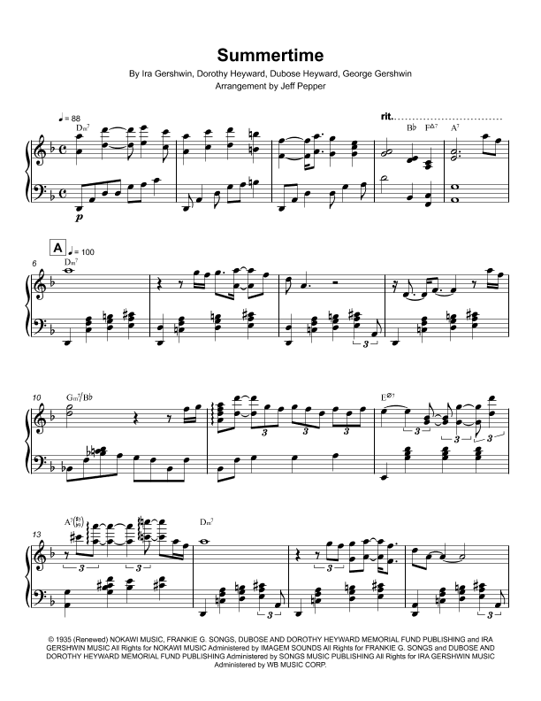 Summertime (arr. Jeff Pepper)