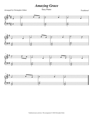 Amazing Grace (Easy Piano) (arr. Christopher Esther)