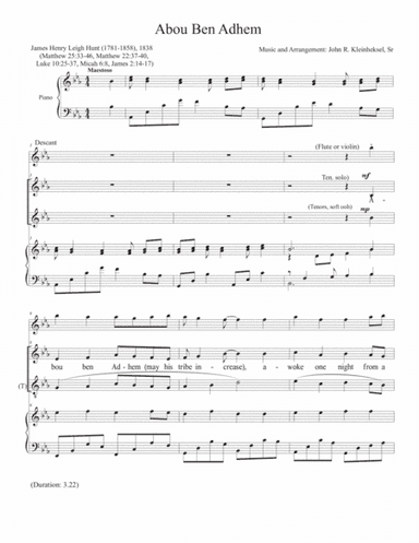 Abou Ben Adhem (arr. John Kleinheksel)
