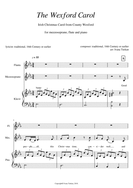 The Wexford Carol for mezzosopran, flute and piano (arr. Ivana Tuskan)