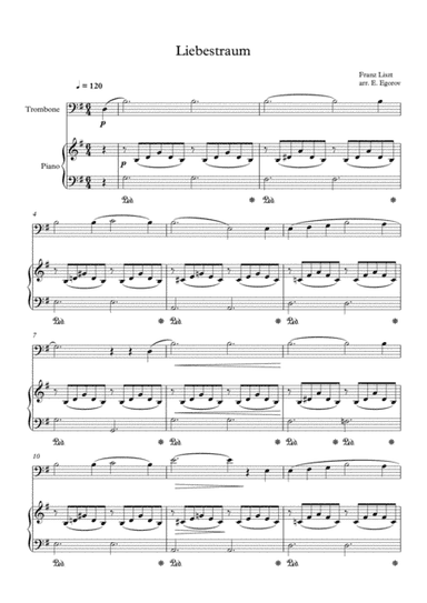 Liebestraum (Dream Of Love), Franz Liszt, For Trombone & Piano (arr. Eugene Egorov)