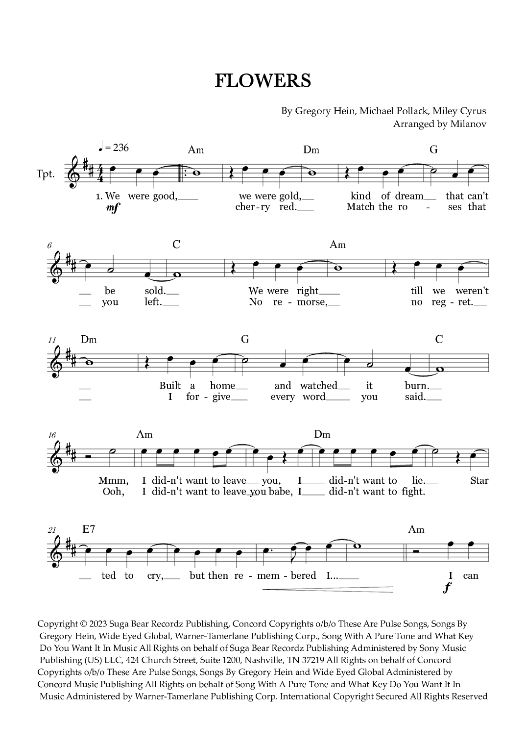 Flowers (arr. Milanov)