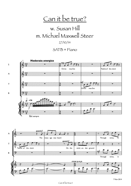 Can it be true – a modern Christmas song for SATB & piano