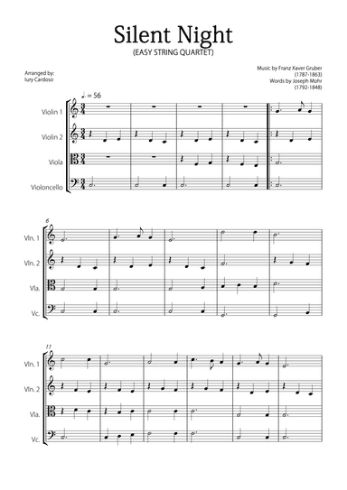 "Silent Night" (Easy String Quartet) (arr. Iury Cardoso)