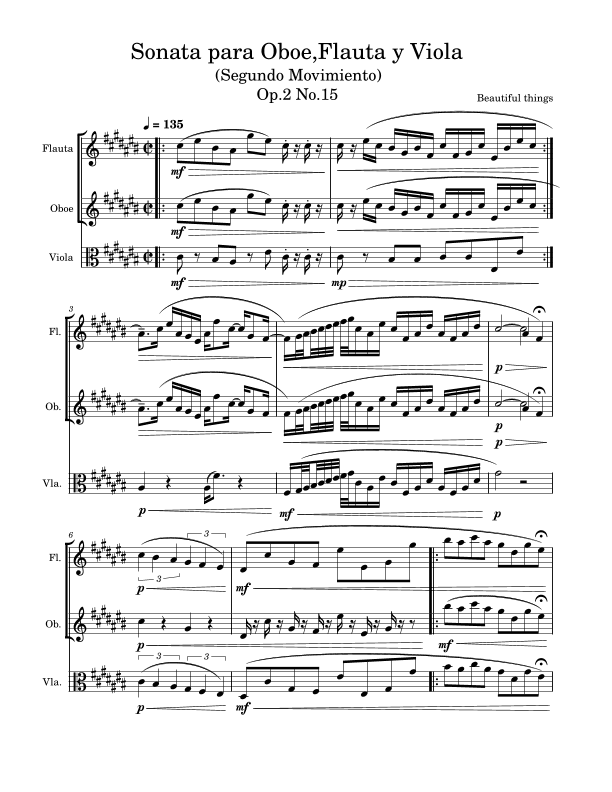 Sonata para Oboe,Flauta y Viola(Segundo Movimiento)-Beautiful things Op.2 No.15