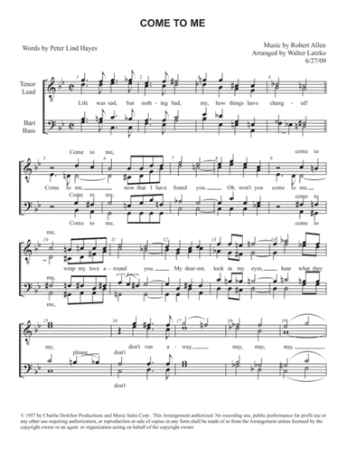 Come To Me (arr. Walter Latzko)