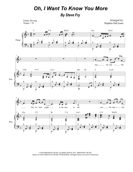 Oh, I Want To Know You More (arr. Stephen DeCesare)