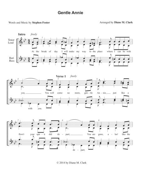 Gentle Annie (QUARTET PRICING) (arr. Diane M. Clark)