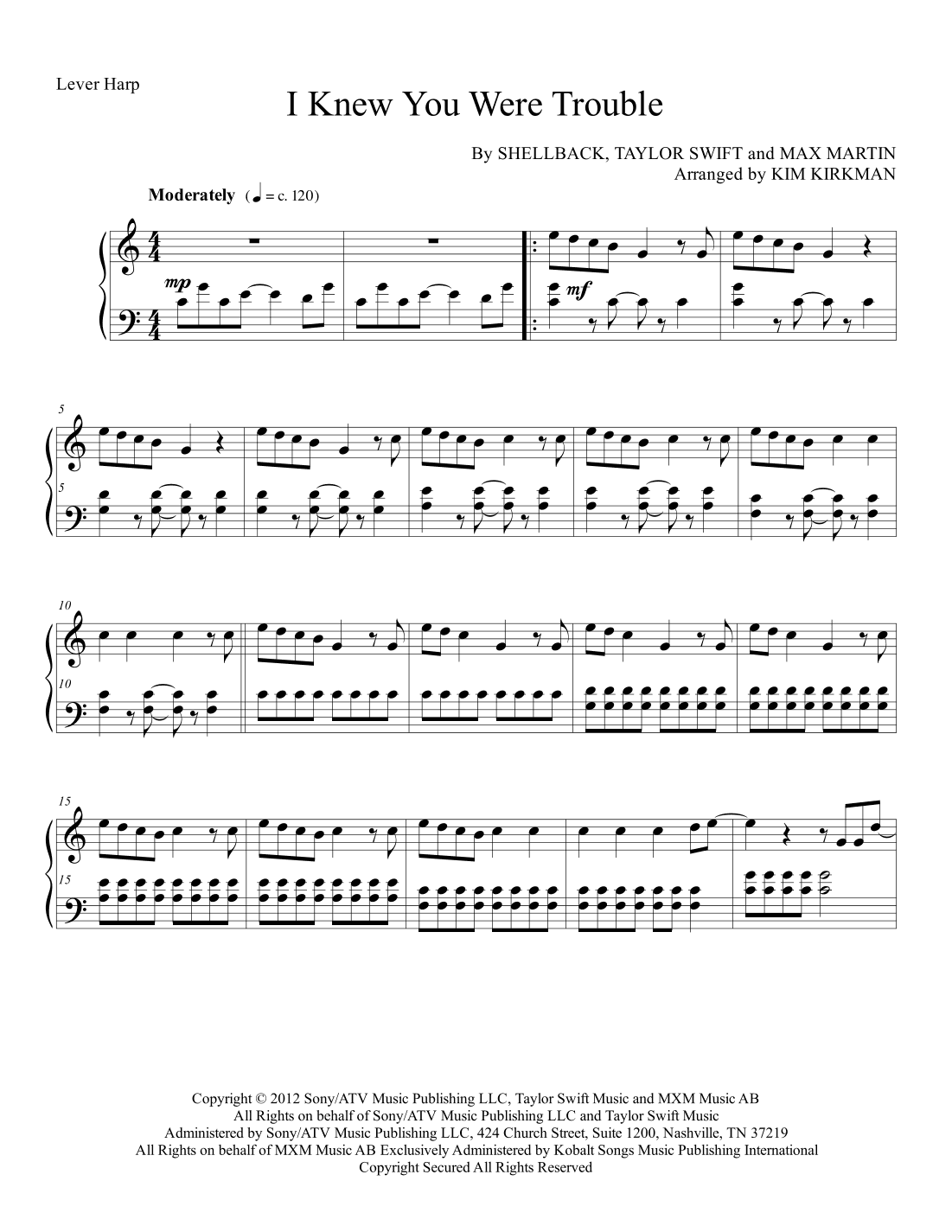 I Knew You Were Trouble (arr. Kim Kirkman)