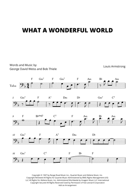 What A Wonderful World (arr. Cadenza Editions)
