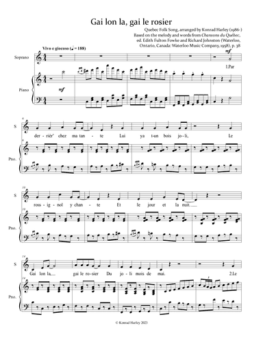 Gai lon la, gai le rosier (arr. Konrad Harley)