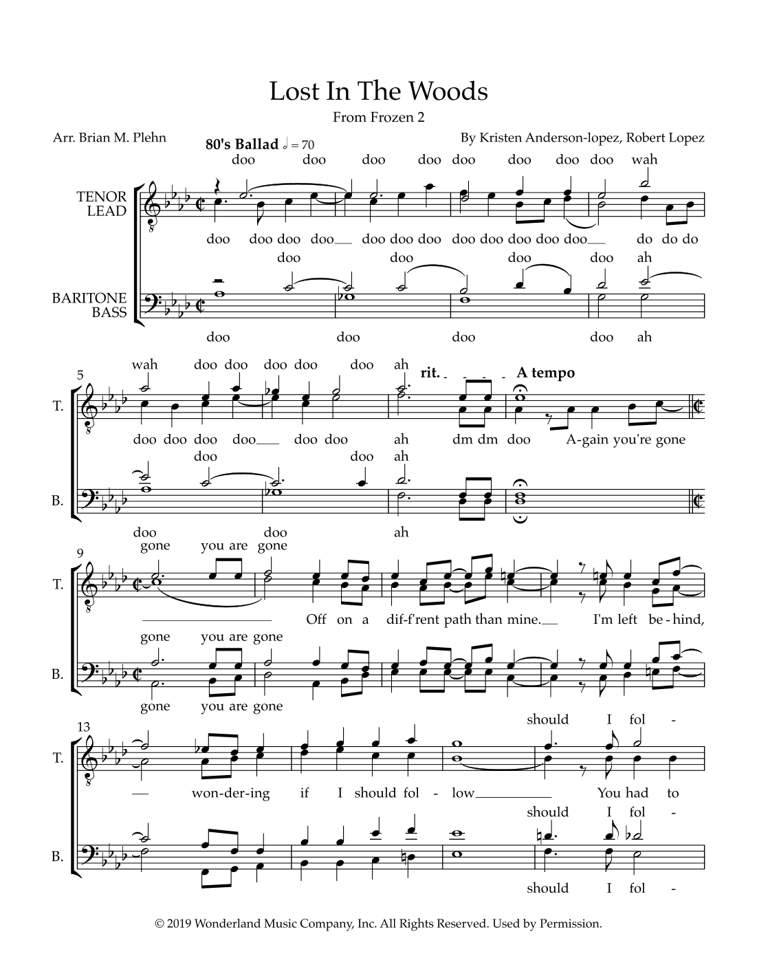 Lost In The Woods (arr. Arr. Brian M. Plehn)