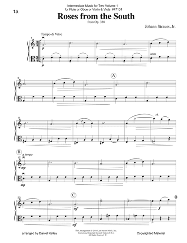 Intermediate Music for Two, Volume 1 - for Flute or Oboe or Violin & Viola (arr. Daniel Kelley)