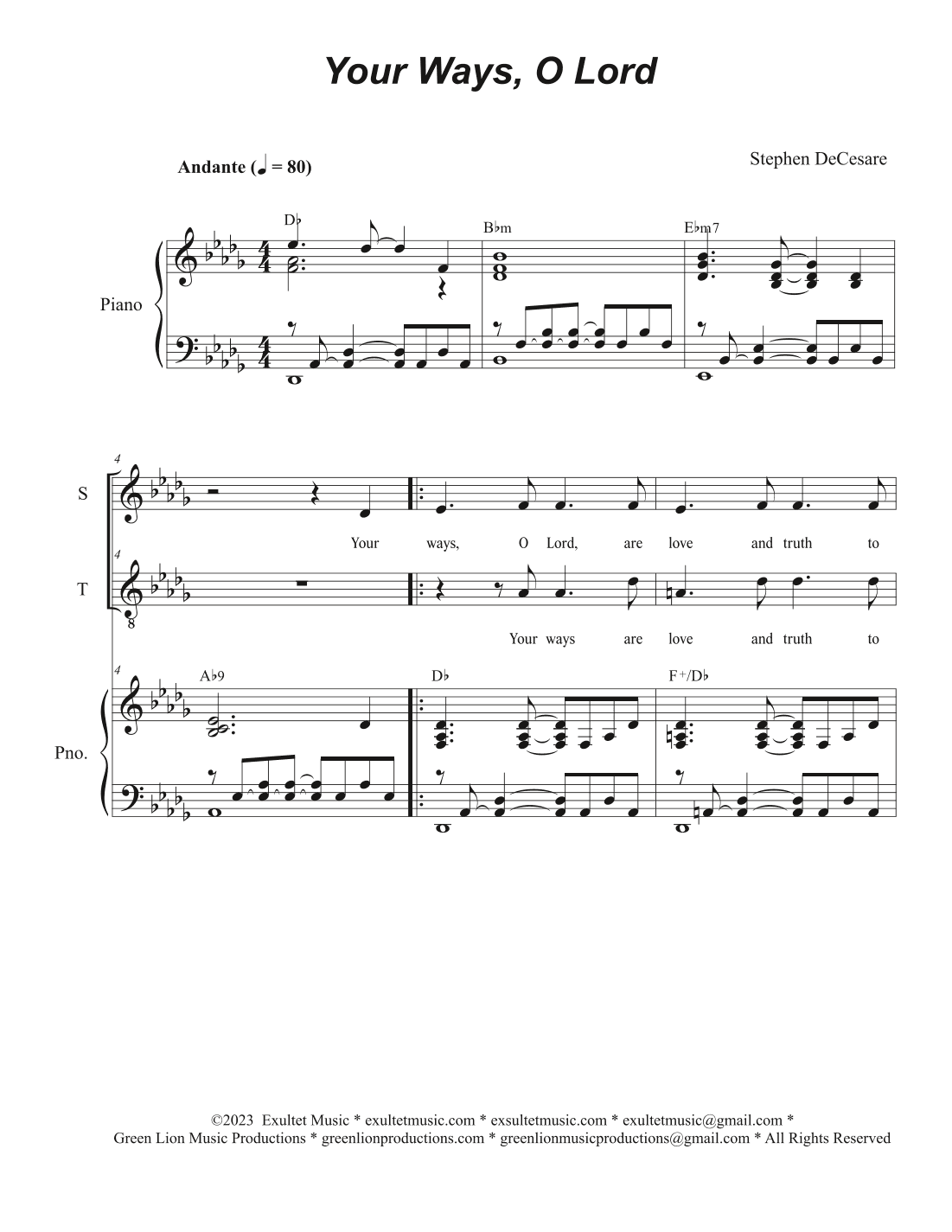 Your Ways, O Lord (Duet for Soprano and Tenor solo)