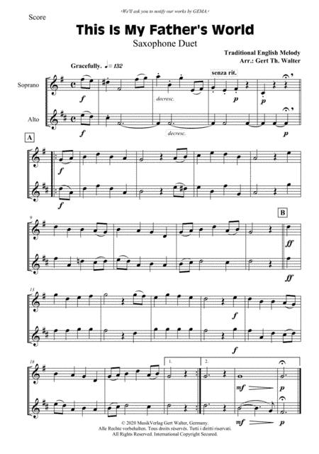 This Is My Father's World (arr. Gert Th. Walter)