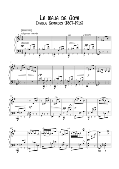 La maja de Goya by Enrique Granados (arr. PianoSheetNow)