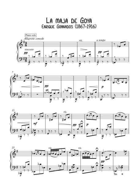 La maja de Goya by Enrique Granados (arr. PianoSheetNow)