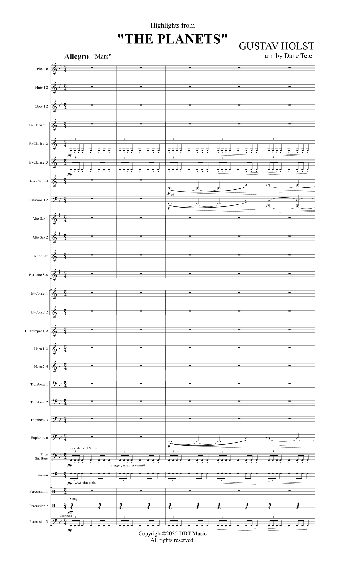 Highlights from The Planets - score (arr. Dane Teter)