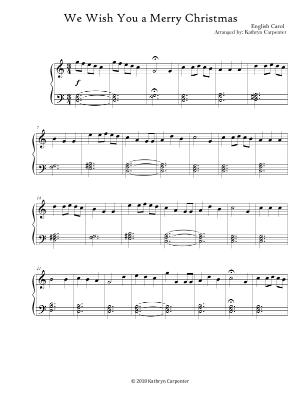 We Wish You a Merry Christmas (English Carol) (arr. Kathryn Carpenter)