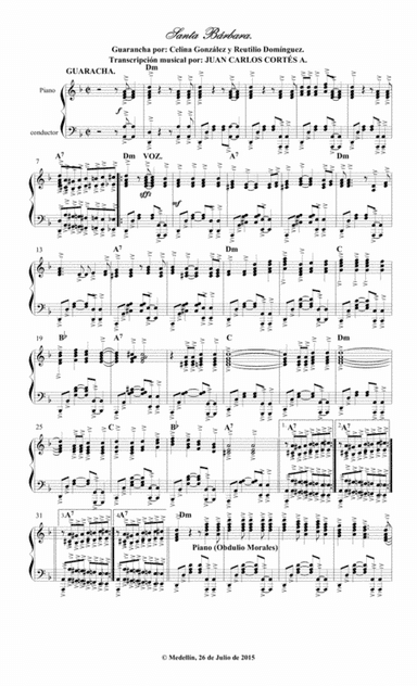 Santa Bárbara - Guaracha Cubana por Celina González Zamora y Reutilio Domínguez Terrero (arr. Juan Carlos Cortés A.)