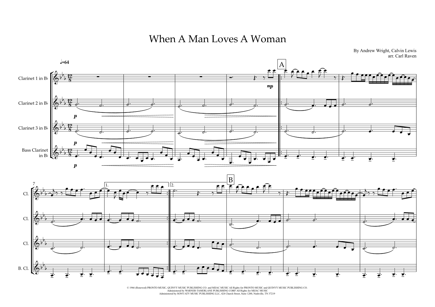 When A Man Loves A Woman (arr. Carl Raven)