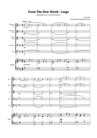 Largo (2nd movement of the Symphony no. 9 'From The New World') (arr. Rodrigo Faleiros)