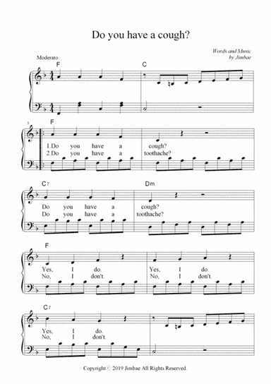 Easy children piano songs(Do you have a cough?)