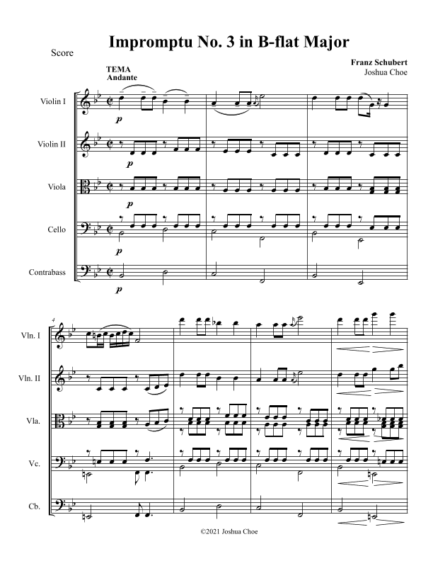 Rosamunde Impromptu (arr. Joshua Choe)