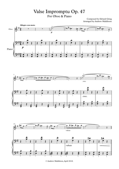 Valse Impromptu arranged for Oboe and Piano (arr. Andrew Middleton)
