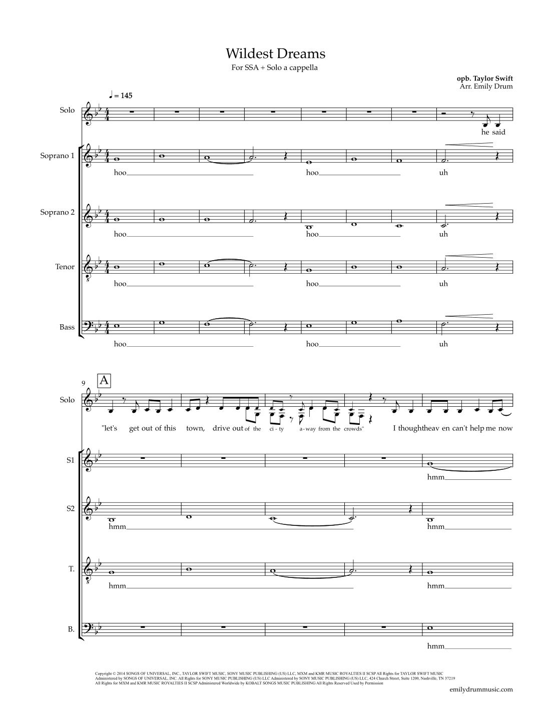 Wildest Dreams (arr. Emily Drum)