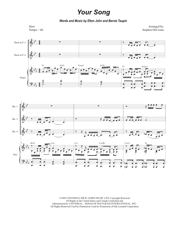 Your Song (arr. Stephen DeCesare)
